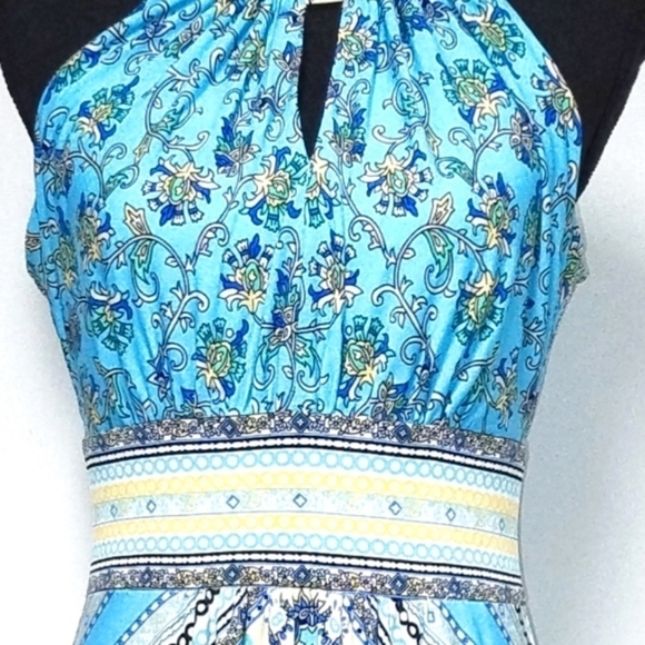 C5 Establish 1962 summer dress halter floral maxi stretchy Size: 6 - Picture 6 of 9